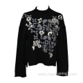 Half Turtleneck Ladies Black Knit Sweater